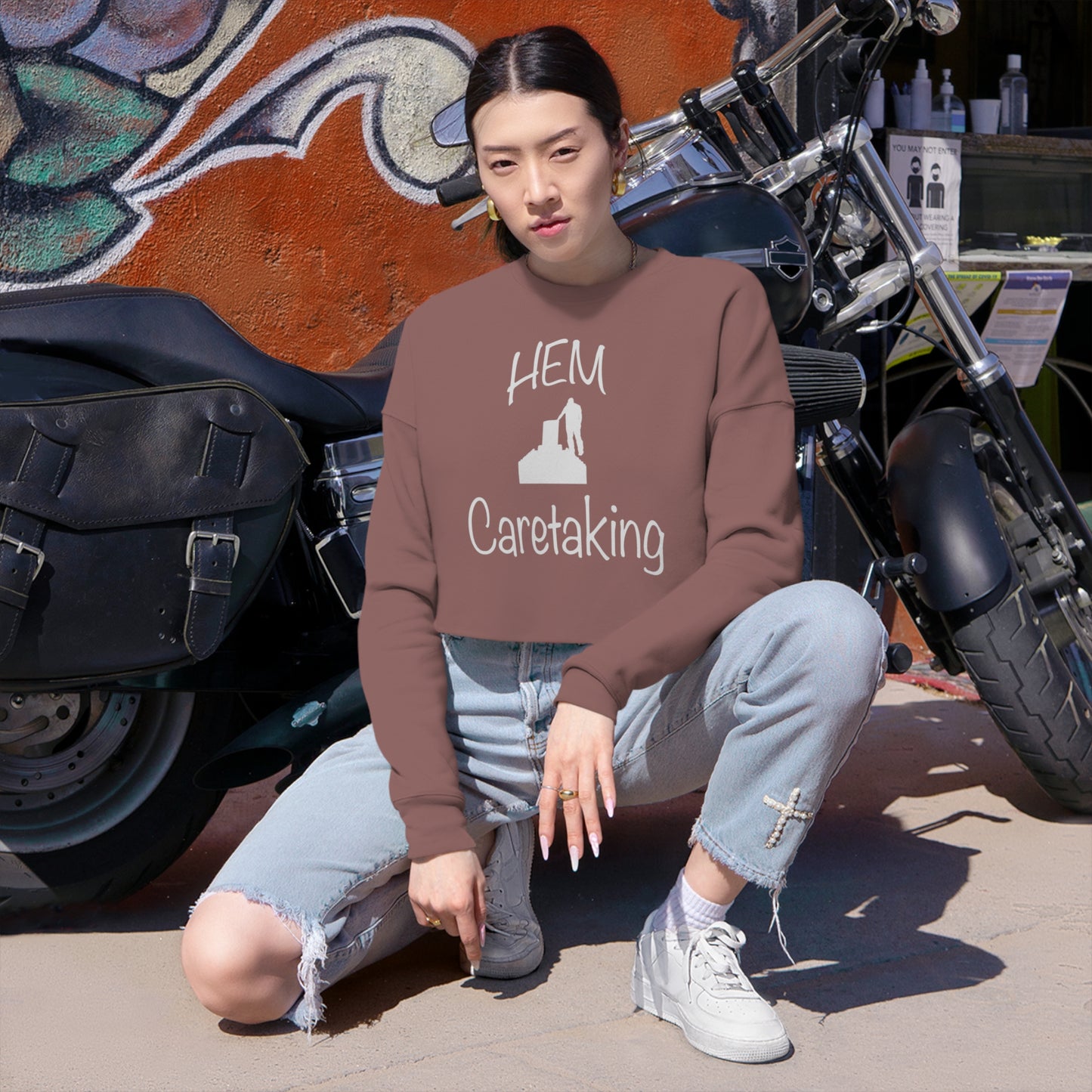 HEM Logo w/ Quote Women's Cropped Sweatshirt